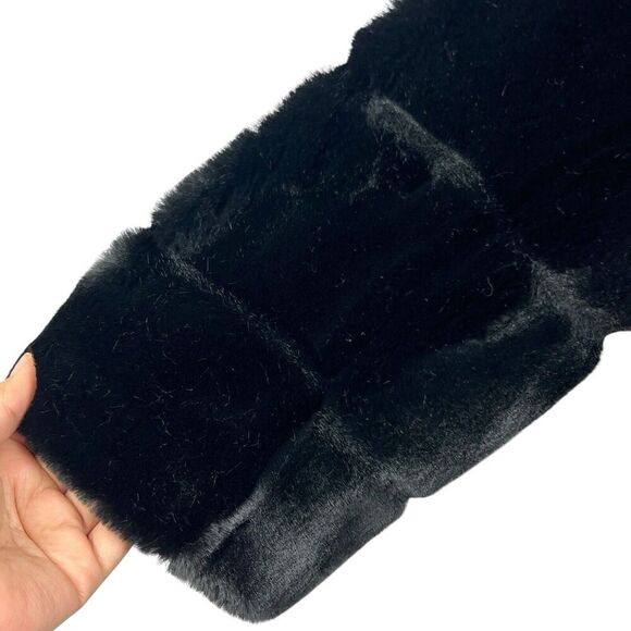 Neiman Marcus Vintage Black Faux Fur Swing Coat Size S - Picture 8 of 12